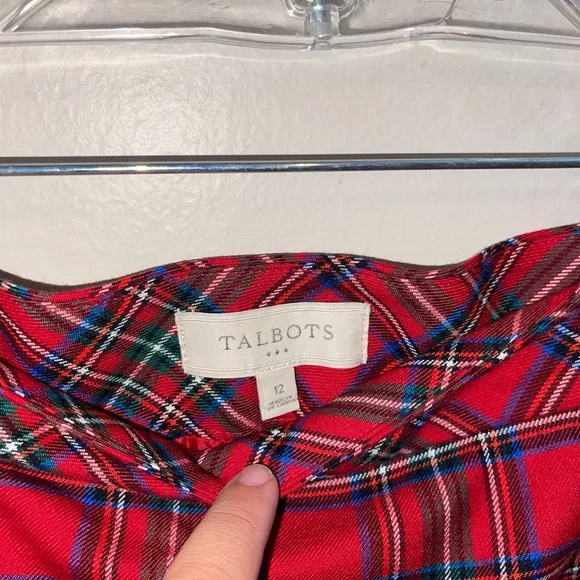 Talbots Vibrant Red Tartan Skirt Sz 12 - Picture 3 of 3